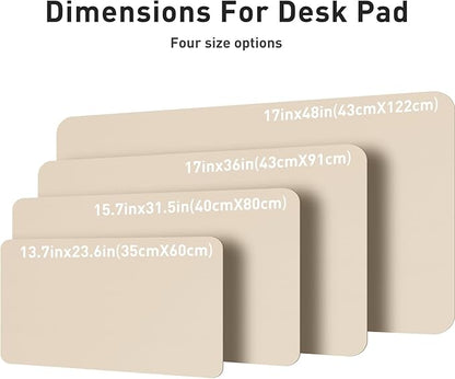 Aothia Leather Desk Pad Protector, Office Desk Mat, Large Mouse Pad, Non - Slip PU Leather Desk Blotter, Laptop Desk Pad, Waterproof Desk Writing Pad for Office and Home (48"x17", Beige) | Mouse Pads - TrueDesk