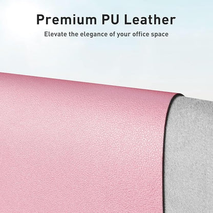 Aothia Leather Desk Pad Protector, Office Desk Mat, Large Mouse Pad, Non - Slip PU Leather Desk Blotter, Laptop Desk Pad, Waterproof Desk Writing Pad for Office and Home (48"x17", Fairy Pink) | Mouse Pads - TrueDesk