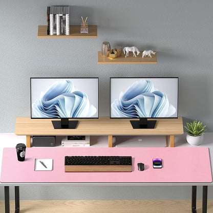 Aothia Leather Desk Pad Protector, Office Desk Mat, Large Mouse Pad, Non - Slip PU Leather Desk Blotter, Laptop Desk Pad, Waterproof Desk Writing Pad for Office and Home (48"x17", Fairy Pink) | Mouse Pads - TrueDesk