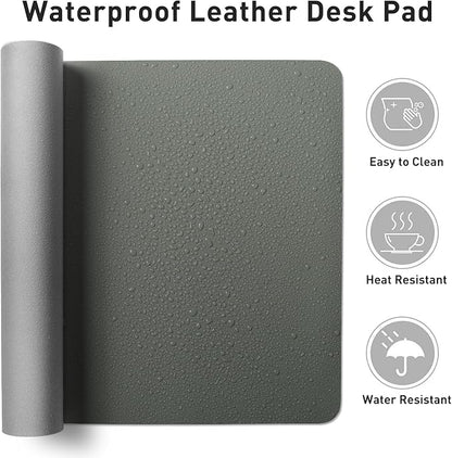 Aothia Leather Desk Pad Protector, Office Desk Mat, Large Mouse Pad, Non - Slip PU Leather Desk Blotter, Laptop Desk Pad, Waterproof Desk Writing Pad for Office and Home (Jungle Green, 31.5" x 15.7") | Mouse Pads - TrueDesk