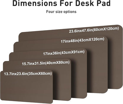 Aothia Leather Desk Pad Protector, Office Desk Mat, Large Mouse Pad, Non - Slip PU Leather Desk Blotter, Laptop Desk Pad, Waterproof Desk Writing Pad for Office and Home (48"x17", Coffee) | Desk Pads Blotters - TrueDesk
