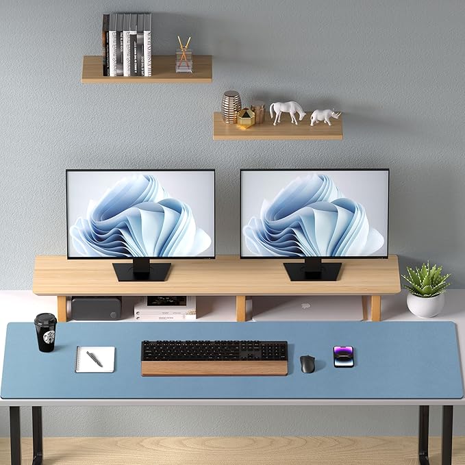 Aothia Leather Desk Pad Protector, Office Desk Mat, Large Mouse Pad, Non - Slip PU Leather Desk Blotter, Laptop Desk Pad, Waterproof Desk Writing Pad for Office and Home (48"x17", Denim Blue) | Mouse Pads - TrueDesk