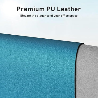 Aothia Leather Desk Pad Protector, Office Desk Mat, Large Mouse Pad, Non - Slip PU Leather Desk Blotter, Laptop Desk Pad, Waterproof Desk Writing Pad for Office and Home (48"x17", Turquoise) | Mouse Pads - TrueDesk