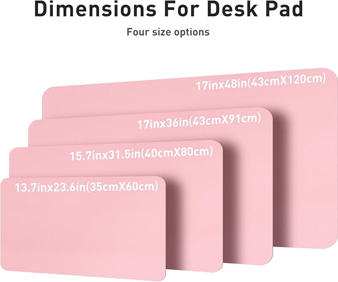 Aothia Leather Desk Pad Protector, Office Desk Mat, Large Mouse Pad, Non - Slip PU Leather Desk Blotter, Laptop Desk Pad, Waterproof Desk Writing Pad for Office and Home (48"x17", Fairy Pink) | Mouse Pads - TrueDesk