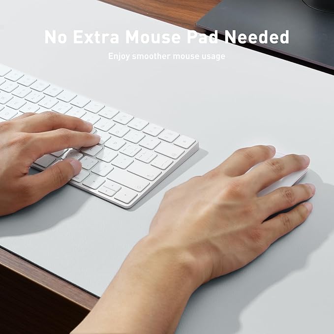 Aothia Leather Desk Pad Protector, Office Mat, Large Mouse Pad, Non - Slip PU Leather Blotter, Laptop Desk Pad, Waterproof Writing Pad for Office and Home (Barely Grey, 31.5" x 15.7") | Desk Pads Blotters - TrueDesk