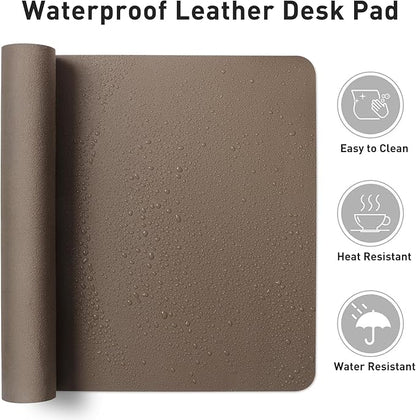 Aothia Leather Desk Pad Protector, Office Mat, Large Mouse Pad, Non - Slip PU Leather Blotter, Laptop Desk Pad, Waterproof Writing Pad for Office and Home (Coffee, 31.5" x 15.7") | Desk Pads Blotters - TrueDesk