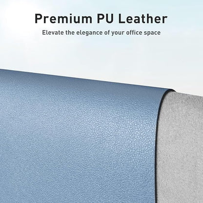Aothia Leather Desk Pad Protector, Office Mat, Large Mouse Pad, Non - Slip PU Leather Blotter, Laptop Desk Pad, Waterproof Writing Pad for Office and Home (Denim Blue, 31.5" x 15.7") | Mouse Pads - TrueDesk