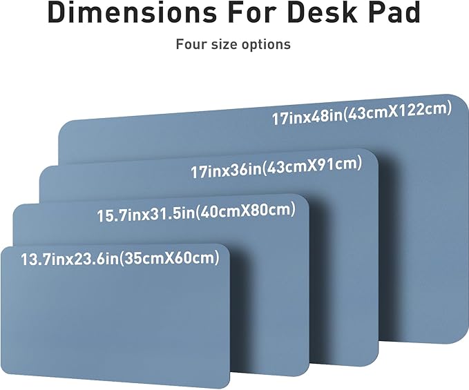 Aothia Leather Desk Pad Protector, Office Mat, Large Mouse Pad, Non - Slip PU Leather Blotter, Laptop Desk Pad, Waterproof Writing Pad for Office and Home (Denim Blue, 31.5" x 15.7") | Mouse Pads - TrueDesk