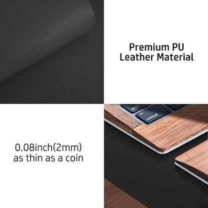 Aothia Non - Slip Waterproof PU Leather Desk Pad Protector for Mouse, Writing Desk, Office, Home, Laptop Blotter, 23.6" x 13.7", Black | Mouse Pads - TrueDesk