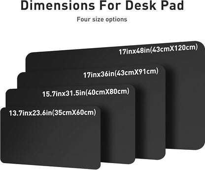 Aothia Non - Slip Waterproof PU Leather Desk Pad Protector for Mouse, Writing Desk, Office, Home, Laptop Blotter, 23.6" x 13.7", Black | Mouse Pads - TrueDesk