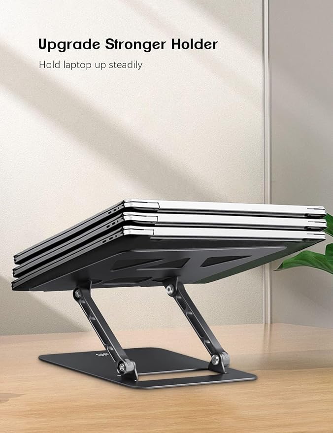 Aoviho Adjustable Laptop Stand for Desk, Portable Laptop Stand Holder and Riser, Foldable Aluminum Notebook Computer Stand for MacBook Air Pro HP Lenovo Dell Samsung Chromebook, 10 - 15.6 inch, Black | Stands - TrueDesk