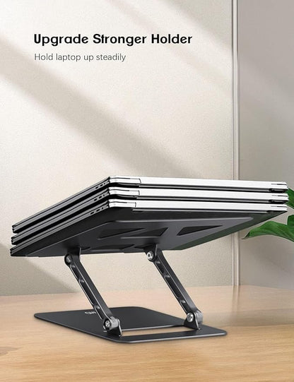 Aoviho Adjustable Laptop Stand for Desk, Portable Laptop Stand Holder and Riser, Foldable Aluminum Notebook Computer Stand for MacBook Air Pro HP Lenovo Dell Samsung Chromebook, 10 - 15.6 inch, Black | Stands - TrueDesk