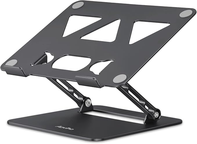 Aoviho Adjustable Laptop Stand for Desk, Portable Laptop Stand Holder and Riser, Foldable Aluminum Notebook Computer Stand for MacBook Air Pro HP Lenovo Dell Samsung Chromebook, 10 - 15.6 inch, Black | Stands - TrueDesk