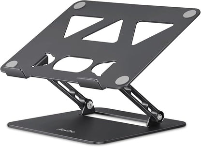 Aoviho Adjustable Laptop Stand for Desk, Portable Laptop Stand Holder and Riser, Foldable Aluminum Notebook Computer Stand for MacBook Air Pro HP Lenovo Dell Samsung Chromebook, 10 - 15.6 inch, Black | Stands - TrueDesk