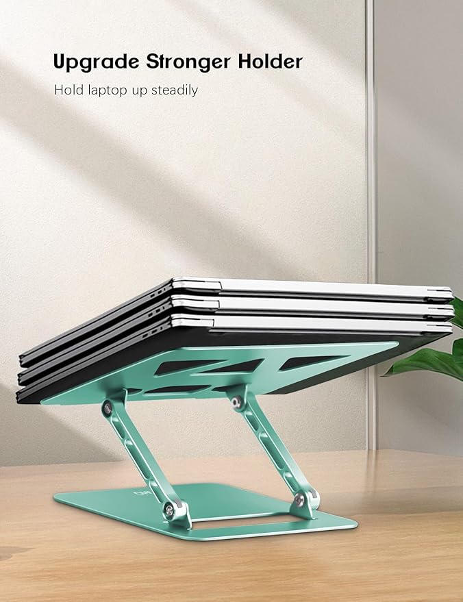 Aoviho Adjustable Laptop Stand for Desk,Portable Laptop Stand Holder and Riser,Foldable Aluminum Notebook Computer Stands for MacBook Air Pro HP Lenovo Dell Samsung, 10 - 15.6 inch (Fresh Green) | Stands - TrueDesk