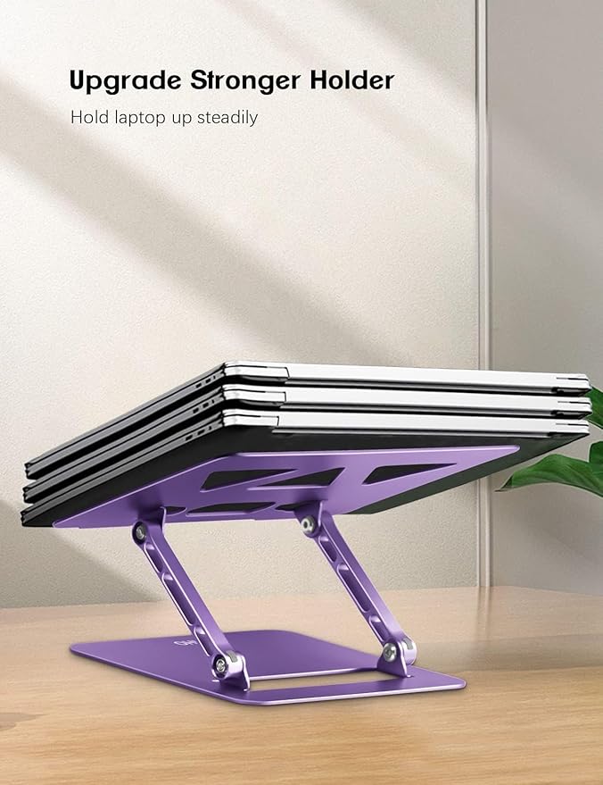 Aoviho Adjustable Laptop Stand for Desk,Portable Laptop Stand Holder and Riser,Foldable Aluminum Notebook Computer Stands for MacBook Air Pro HP Lenovo Dell Samsung Chromebook, 10 - 15.6 inch, Purple | Stands - TrueDesk