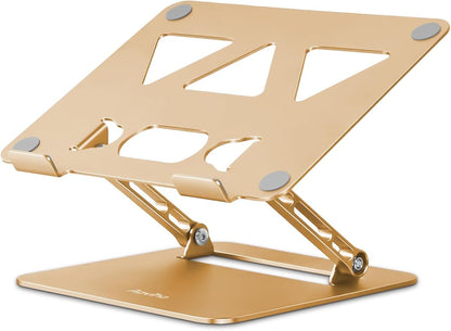 Aoviho Adjustable Laptop Stand for Desk,Portable Laptop Stand Holder and Riser,Foldable Aluminum Notebook Computer Stands for MacBook Air Pro HP Lenovo Dell Samsung Chromebook, 10 - 15.6 inch, Gold | Stands - TrueDesk
