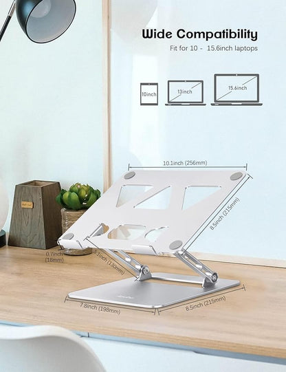 Aoviho Adjustable Laptop Stand for Desk,Portable Laptop Stand Holder and Riser,Foldable Aluminum Notebook Computer Stands for MacBook Air Pro HP Lenovo Dell Samsung Chromebook, 10 - 15.6 inch, Silver | Stands - TrueDesk
