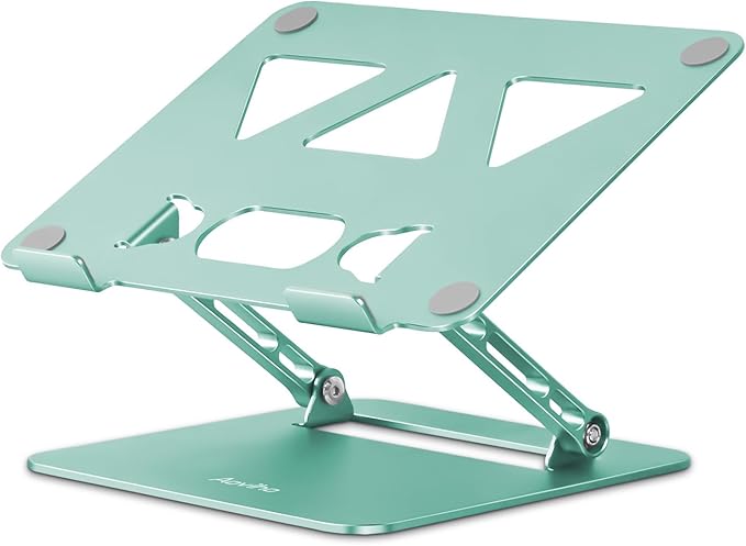 Aoviho Adjustable Laptop Stand for Desk,Portable Laptop Stand Holder and Riser,Foldable Aluminum Notebook Computer Stands for MacBook Air Pro HP Lenovo Dell Samsung, 10 - 15.6 inch (Fresh Green) | Stands - TrueDesk