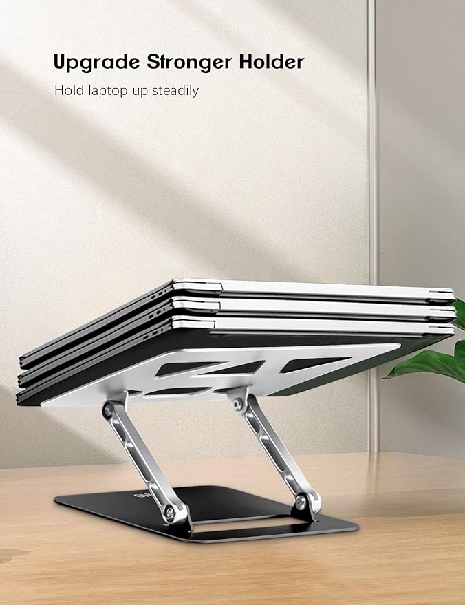 Aoviho Adjustable Laptop Stand for Desk,Portable Laptop Stand Holder and Riser,Foldable Aluminum Notebook Computer Stands for MacBook Air Pro HP Lenovo Dell Samsung, 10 - 15.6 inch (Silver - Gray - Black) | Stands - TrueDesk