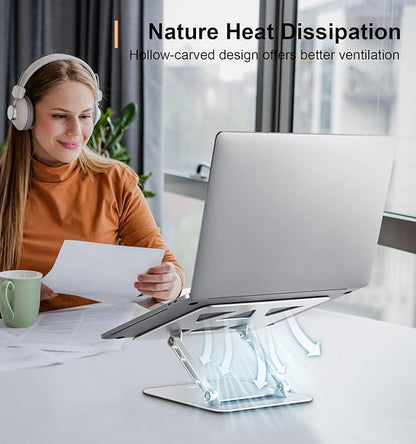 Aoviho Adjustable Laptop Stand for Desk,Portable Laptop Stand Holder and Riser,Foldable Aluminum Notebook Computer Stands for MacBook Air Pro HP Lenovo Dell Samsung Chromebook, 10 - 15.6 inch, Silver | Stands - TrueDesk