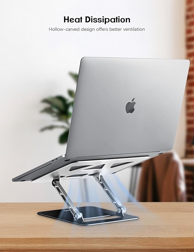 Aoviho Adjustable Laptop Stand for Desk,Portable Laptop Stand Holder and Riser,Foldable Aluminum Notebook Computer Stands for MacBook Air Pro HP Lenovo Dell Samsung, 10 - 15.6 inch (Silver - Gray - Black) | Stands - TrueDesk