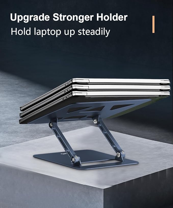 Aoviho Adjustable Laptop Stand for Desk,Portable Laptop Stand Holder and Riser,Foldable Aluminum Notebook Computer Stands for MacBook Air Pro HP Lenovo Dell Samsung Chromebook, 10 - 15.6 inch,Navy Blue | Stands - TrueDesk