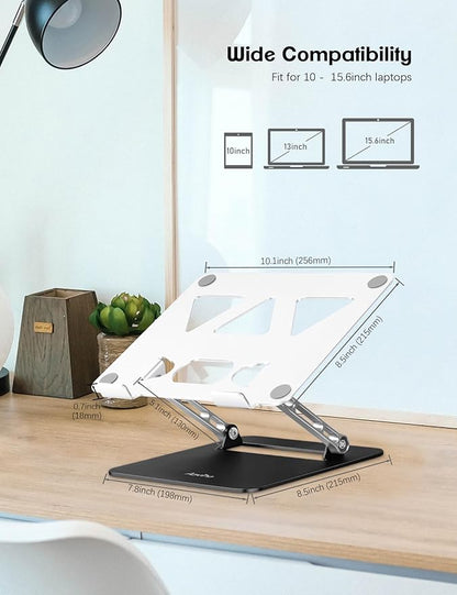 Aoviho Adjustable Laptop Stand for Desk,Portable Laptop Stand Holder and Riser,Foldable Aluminum Notebook Computer Stands for MacBook Air Pro HP Lenovo Dell Samsung, 10 - 15.6 inch (Silver - Gray - Black) | Stands - TrueDesk