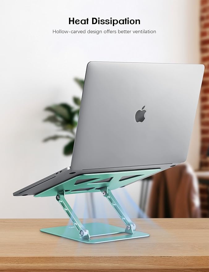 Aoviho Adjustable Laptop Stand for Desk,Portable Laptop Stand Holder and Riser,Foldable Aluminum Notebook Computer Stands for MacBook Air Pro HP Lenovo Dell Samsung, 10 - 15.6 inch (Fresh Green) | Stands - TrueDesk