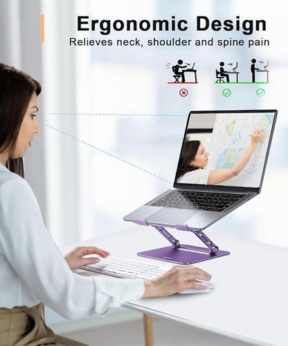 Aoviho Adjustable Laptop Stand for Desk,Portable Laptop Stand Holder and Riser,Foldable Aluminum Notebook Computer Stands for MacBook Air Pro HP Lenovo Dell Samsung Chromebook, 10 - 15.6 inch, Purple | Stands - TrueDesk