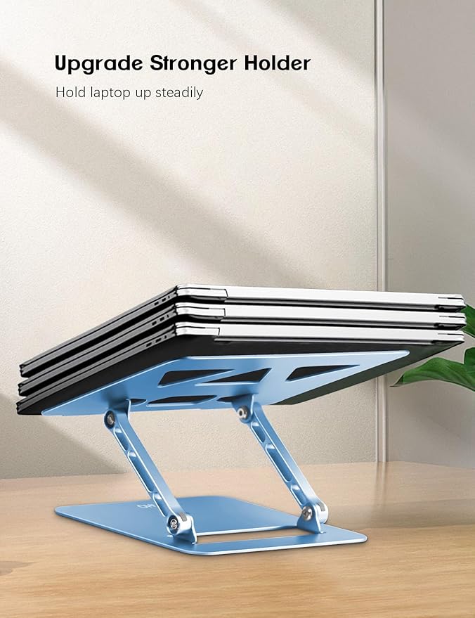 Aoviho Adjustable Laptop Stand for Desk,Portable Laptop Stand Holder and Riser,Foldable Aluminum Notebook Computer Stands for MacBook Air Pro HP Lenovo Dell Samsung Chromebook, 10 - 15.6 inch, Sky Blue | Stands - TrueDesk