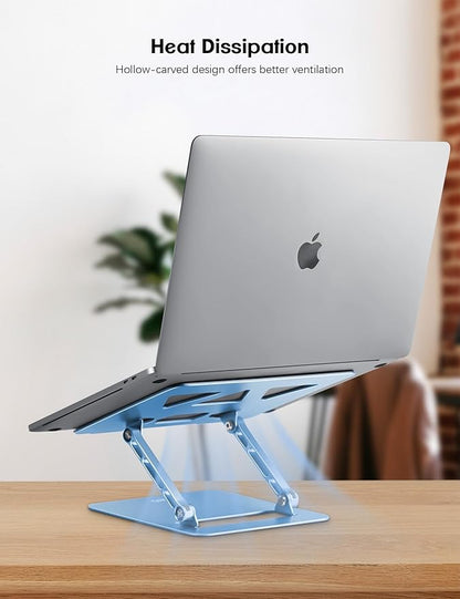 Aoviho Adjustable Laptop Stand for Desk,Portable Laptop Stand Holder and Riser,Foldable Aluminum Notebook Computer Stands for MacBook Air Pro HP Lenovo Dell Samsung Chromebook, 10 - 15.6 inch, Sky Blue | Stands - TrueDesk