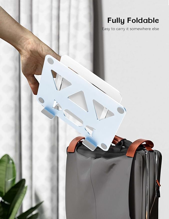 Aoviho Adjustable Laptop Stand for Desk,Portable Laptop Stand Holder and Riser,Foldable Aluminum Notebook Computer Stands for MacBook Air Pro HP Lenovo Dell Samsung, 10 - 15.6 inch (Sky Blue - Silver) | Stands - TrueDesk