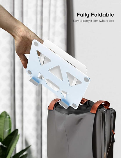 Aoviho Adjustable Laptop Stand for Desk,Portable Laptop Stand Holder and Riser,Foldable Aluminum Notebook Computer Stands for MacBook Air Pro HP Lenovo Dell Samsung, 10 - 15.6 inch (Sky Blue - Silver) | Stands - TrueDesk