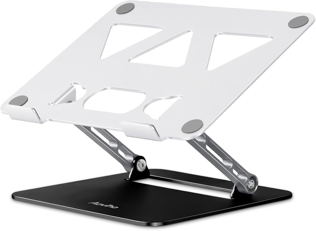 Aoviho Adjustable Laptop Stand for Desk,Portable Laptop Stand Holder and Riser,Foldable Aluminum Notebook Computer Stands for MacBook Air Pro HP Lenovo Dell Samsung, 10 - 15.6 inch (Silver - Gray - Black) | Stands - TrueDesk