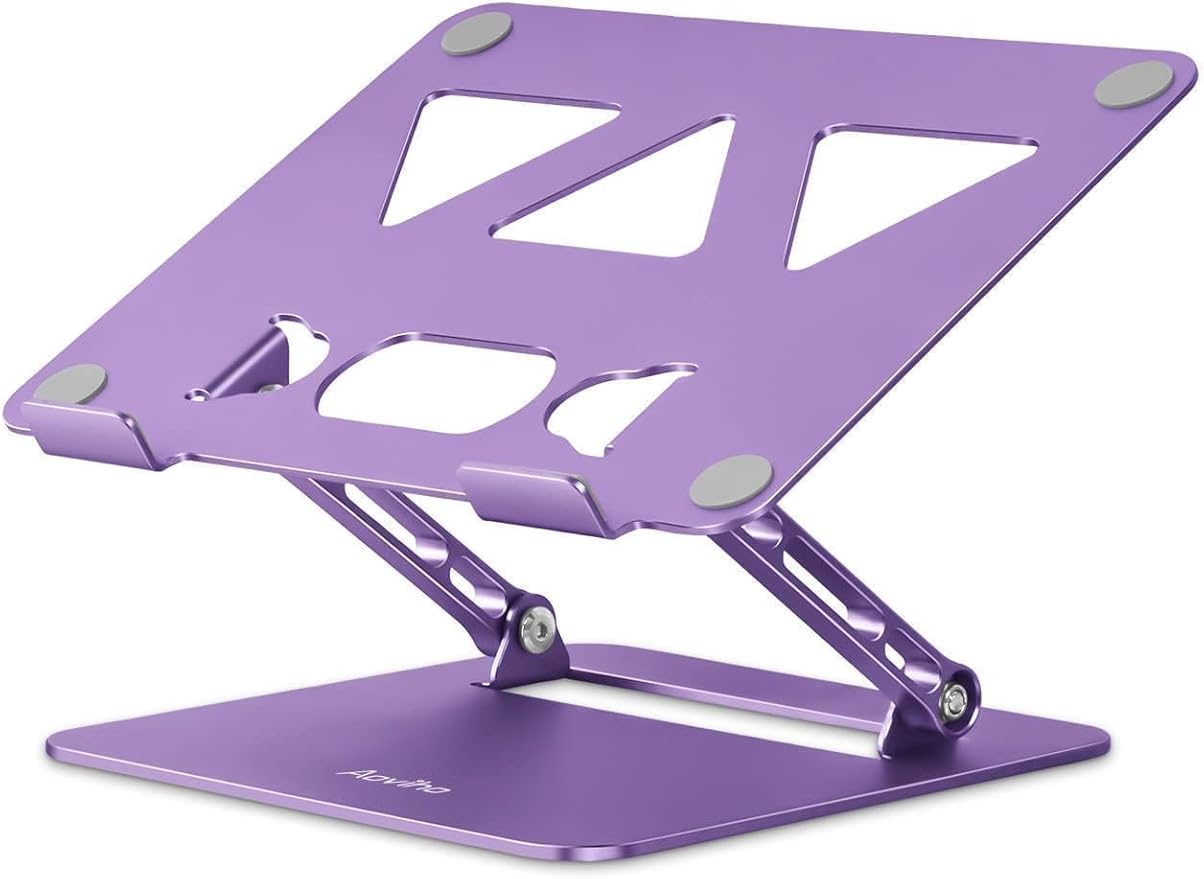 Aoviho Adjustable Laptop Stand for Desk,Portable Laptop Stand Holder and Riser,Foldable Aluminum Notebook Computer Stands for MacBook Air Pro HP Lenovo Dell Samsung Chromebook, 10 - 15.6 inch, Purple | Stands - TrueDesk