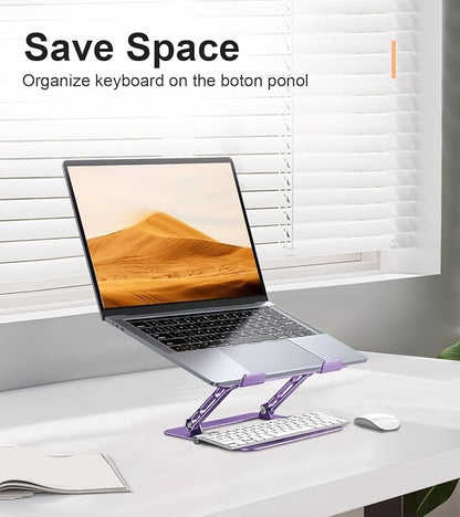 Aoviho Adjustable Laptop Stand for Desk,Portable Laptop Stand Holder and Riser,Foldable Aluminum Notebook Computer Stands for MacBook Air Pro HP Lenovo Dell Samsung Chromebook, 10 - 15.6 inch, Purple | Stands - TrueDesk