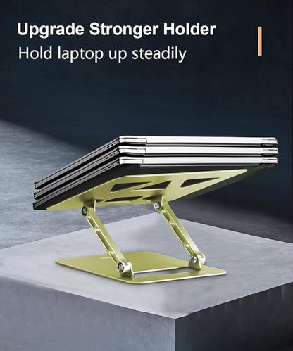 Aoviho Laptop Stand for Desk,Adjustable Laptop Stand Holder and Riser,Foldable Aluminum Notebook Computer Stands for MacBook Air Pro HP Lenovo Dell Samsung Chromebook, 10 - 15.6 inch,Yellow Green | Stands - TrueDesk