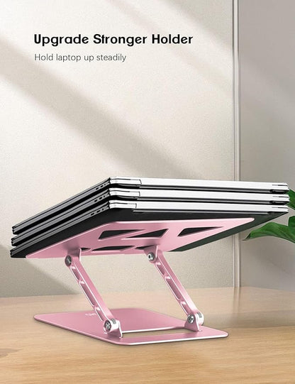 Aoviho Laptop Stand Holder, Adjustable Desk Laptop Riser, Foldable Notebook Computer Stands for MacBook Air Pro HP Lenovo Dell Samsung Chromebook, Up to 15.6 inch, Rose Gold | Stands - TrueDesk