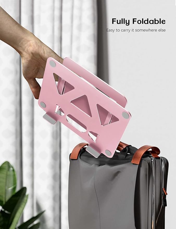 Aoviho Laptop Stand Holder, Adjustable Desk Laptop Riser, Foldable Notebook Computer Stands for MacBook Air Pro HP Lenovo Dell Samsung Chromebook, Up to 15.6 inch, Rose Gold | Stands - TrueDesk