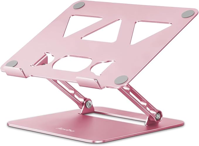 Aoviho Laptop Stand Holder, Adjustable Desk Laptop Riser, Foldable Notebook Computer Stands for MacBook Air Pro HP Lenovo Dell Samsung Chromebook, Up to 15.6 inch, Rose Gold | Stands - TrueDesk