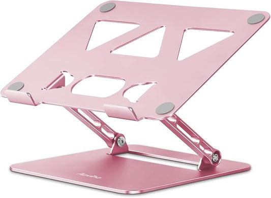 Aoviho Laptop Stand Holder, Adjustable Desk Laptop Riser, Foldable Notebook Computer Stands for MacBook Air Pro HP Lenovo Dell Samsung Chromebook, Up to 15.6 inch, Rose Gold | Stands - TrueDesk