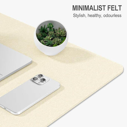 Auhoahsil Felt Desk Mat, Minimalist Large Mouse Pad XL 31.5 x 11.8 in, Desk Matt for Desktop, Keyboard, Laptop, Computer, Office, Work from Home, Gaming, Beige | Mouse Pads - TrueDesk