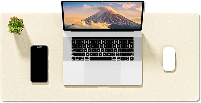 Auhoahsil Felt Desk Mat, Minimalist Large Mouse Pad XL 31.5 x 11.8 in, Desk Matt for Desktop, Keyboard, Laptop, Computer, Office, Work from Home, Gaming, Beige | Mouse Pads - TrueDesk