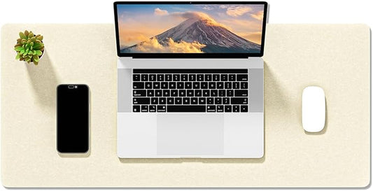 Auhoahsil Felt Desk Mat, Minimalist Large Mouse Pad XL 31.5 x 11.8 in, Desk Matt for Desktop, Keyboard, Laptop, Computer, Office, Work from Home, Gaming, Beige | Mouse Pads - TrueDesk