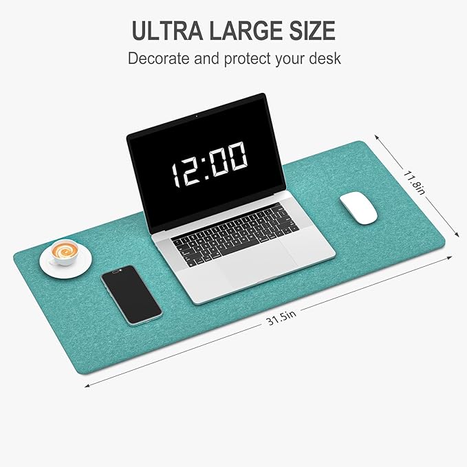Auhoahsil Felt Desk Mat, Minimalist Large Mouse Pad XL 31.5 x 11.8 in, Desk Matt for Desktop, Keyboard, Laptop, Computer, Office, Work from Home, Gaming, Dark Green | Mouse Pads - TrueDesk