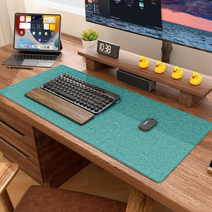 Auhoahsil Felt Desk Mat, Minimalist Large Mouse Pad XL 31.5 x 11.8 in, Desk Matt for Desktop, Keyboard, Laptop, Computer, Office, Work from Home, Gaming, Dark Green | Mouse Pads - TrueDesk