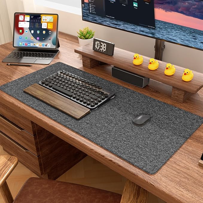 Auhoahsil Felt Desk Mat, Minimalist Large Mouse Pad XL 31.5 x 11.8 in, Desk Matt for Desktop, Keyboard, Laptop, Computer, Office, Work from Home, Gaming, Gray | Mouse Pads - TrueDesk