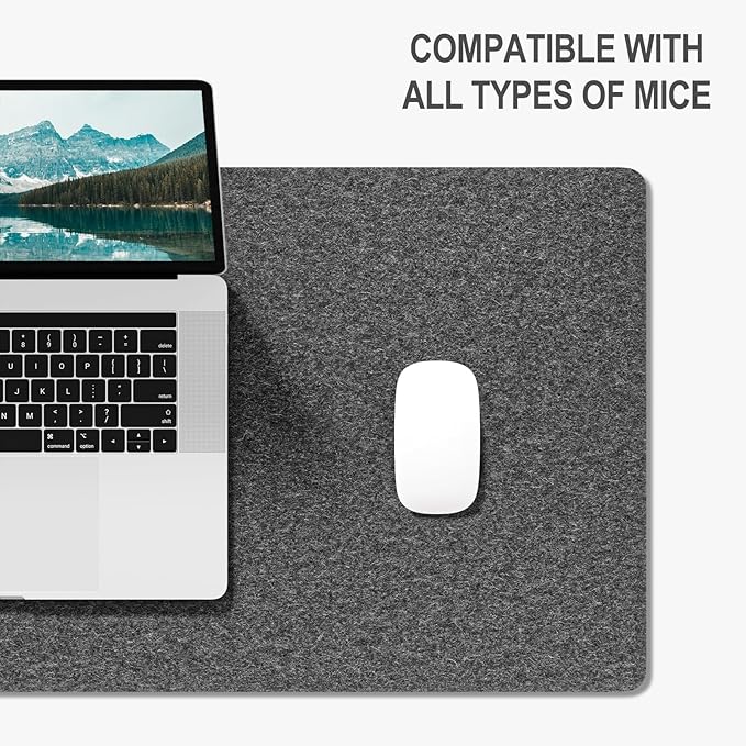 Auhoahsil Felt Desk Mat, Minimalist Large Mouse Pad XL 31.5 x 11.8 in, Desk Matt for Desktop, Keyboard, Laptop, Computer, Office, Work from Home, Gaming, Gray | Mouse Pads - TrueDesk