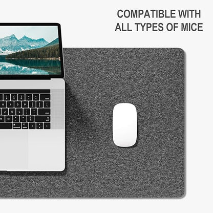 Auhoahsil Felt Desk Mat, Minimalist Large Mouse Pad XL 31.5 x 11.8 in, Desk Matt for Desktop, Keyboard, Laptop, Computer, Office, Work from Home, Gaming, Gray | Mouse Pads - TrueDesk